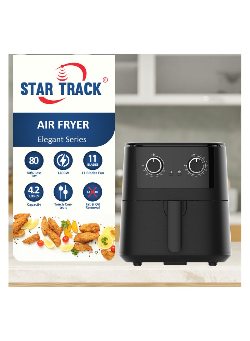 STAR TRACK Air Fryer 4.2 Liter 1400W Comes with Nine Blades Removes Oil and Fat, Elegant Design in Black Color 4.5 L 1400 W ST-AF1400-SB42 Black - Image 3