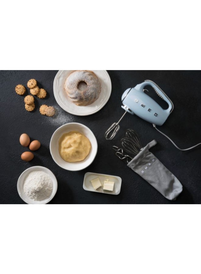 سميج Retro 50's Style Hand Mixer, 9 Speed Levels, 3 Stainless Steel Whisks, 1 Year Warranty - 250 W HMF01PBUK Pastel Blue - Image 4
