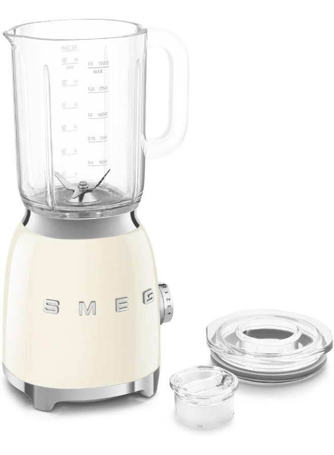 smeg Retro 50's Style Jug Blender with Stainless Steel Blades, 4 Speed Settings and 3 Pre-set Programs, 1 Year Warranty 1.5 L 800 W BLF03CRUK cream - Image 2