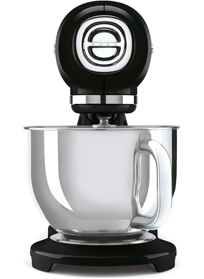 سميج خلاط قائم، طراز ريترو من الخمسينات مع وعاء من الفولاذ المقاوم للصدأ، قفل أمان عند الخلط، 800 واط، 10 سرعات متغيرة، يشمل خفاقة سلكية، ملعقة مسطحة، خطاف عجين وملعقة حافة مرنة - Image 4