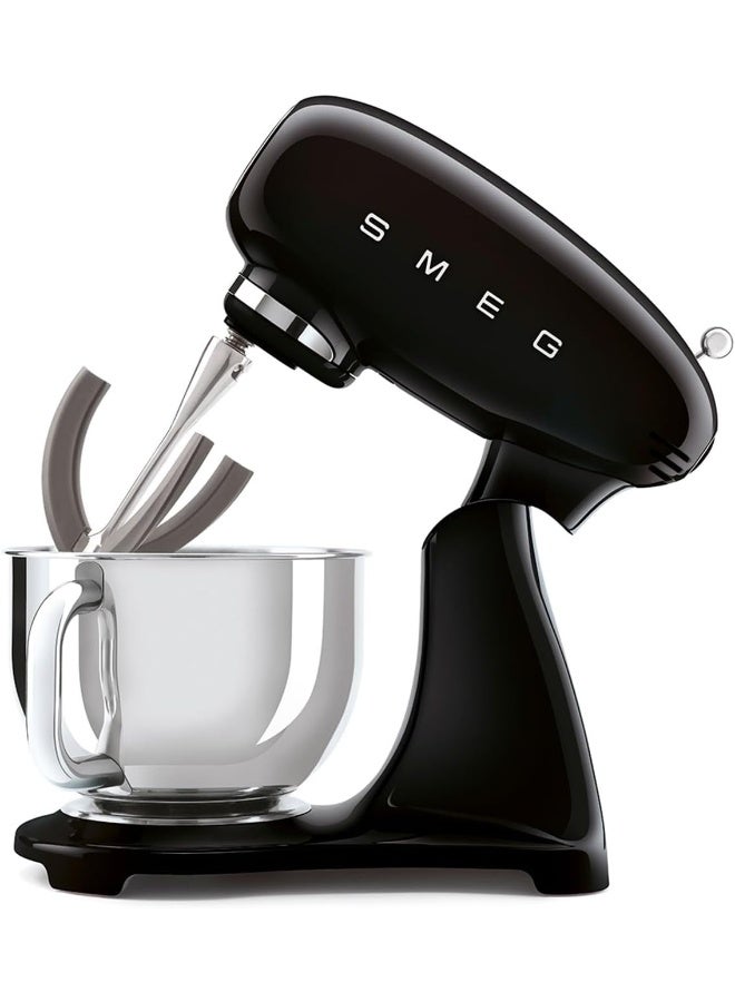 سميج خلاط قائم، طراز ريترو من الخمسينات مع وعاء من الفولاذ المقاوم للصدأ، قفل أمان عند الخلط، 800 واط، 10 سرعات متغيرة، يشمل خفاقة سلكية، ملعقة مسطحة، خطاف عجين وملعقة حافة مرنة - Image 3