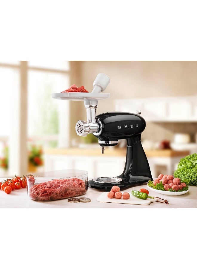 سميج خلاط قائم، طراز ريترو من الخمسينات مع وعاء من الفولاذ المقاوم للصدأ، قفل أمان عند الخلط، 800 واط، 10 سرعات متغيرة، يشمل خفاقة سلكية، ملعقة مسطحة، خطاف عجين وملعقة حافة مرنة - Image 5