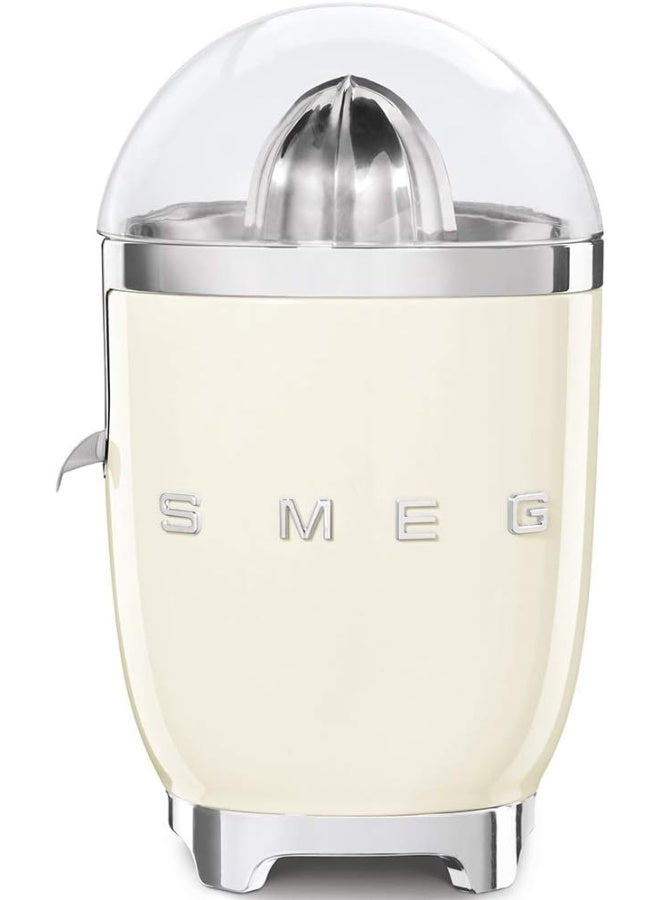 smeg 50'S Retro Style Aesthetic Citrus Juicer With Juicing Bowl And Lid, Anti-Drip Stainless Steel Spout, Die-Cast Aluminium Body, 1 Year Warranty 70 W CJF11CRUK cream - Image 1