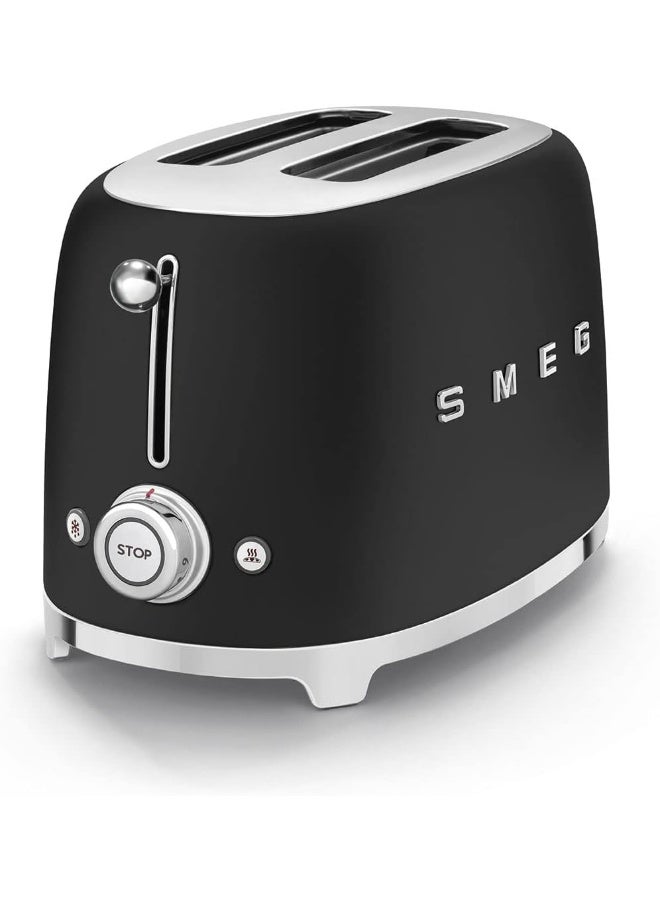 سميج محماص توست 2 شريحة بتصميم ريترو من الخمسينات، 6 مستويات تحمير، 2 فتحة خبز عريضة إضافية، وظائف إذابة وتجديد، صينية فتات قابلة للإزالة، ضمان لمدة سنة - Image 1