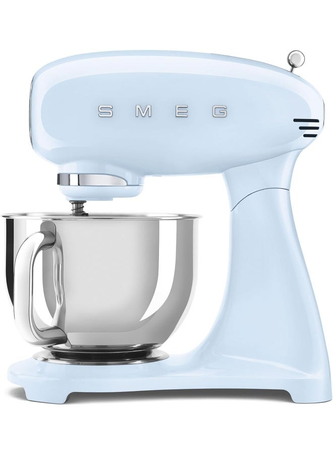 سميج خلاط قائم، طراز ريترو من الخمسينات مع وعاء من الفولاذ المقاوم للصدأ، قفل أمان عند الخلط، 10 سرعات متغيرة، يشمل خفاقة سلكية، ملعقة مسطحة، خطاف عجين وملعقة حافة مرنة - Image 1