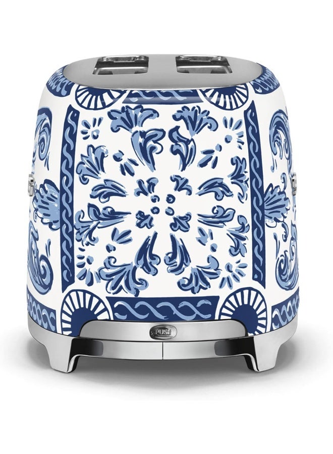 سميج Dolce & Gabbana 2 Slice Mediterraneo Toaster,6 Browning Levels,2 Extra Wide Slots, Defrost And Reheat Functions,1 Year Warranty 950 W TSF01DGBUK Blue Mediterranio - Image 5