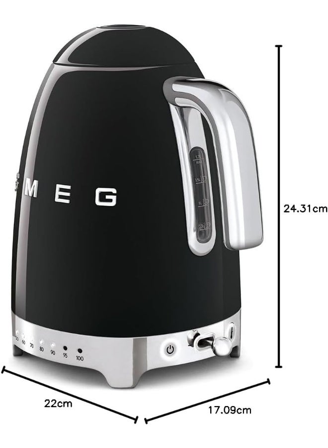smeg 50's Retro Style Kettle, 7 Temperature Settings,  Capacity with Water Level Indicator, 360 Swivel Base, Stainless Steel, 1 Year Warranty 1.7 L 3000 W KLF04BLUK black - Image 4