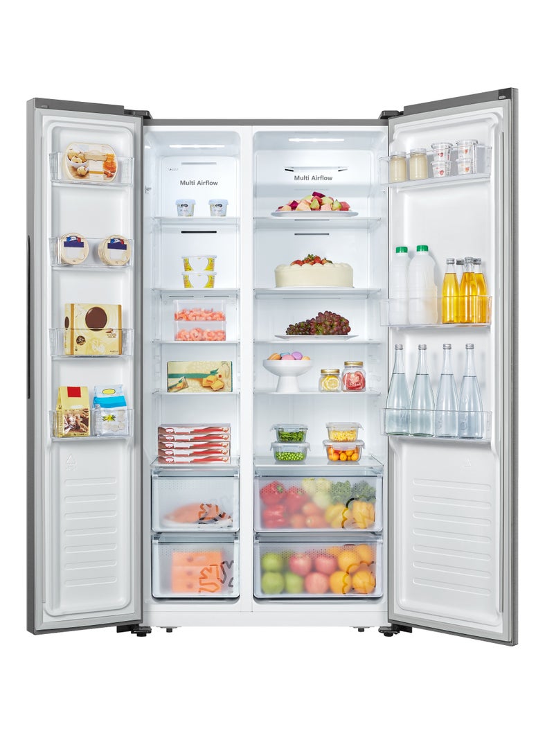 هايسنس Hisense 532 Lt 18.8 CuFt Side By Side Refrigerator, Inverter Compressor Tech, Total Auto Defrost, Maximum Capacity, Premium Grey RS3P558NAIC silver - Image 3