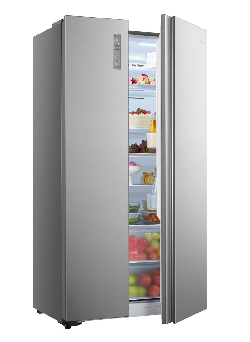 هايسنس Hisense 532 Lt 18.8 CuFt Side By Side Refrigerator, Inverter Compressor Tech, Total Auto Defrost, Maximum Capacity, Premium Grey RS3P558NAIC silver - Image 4