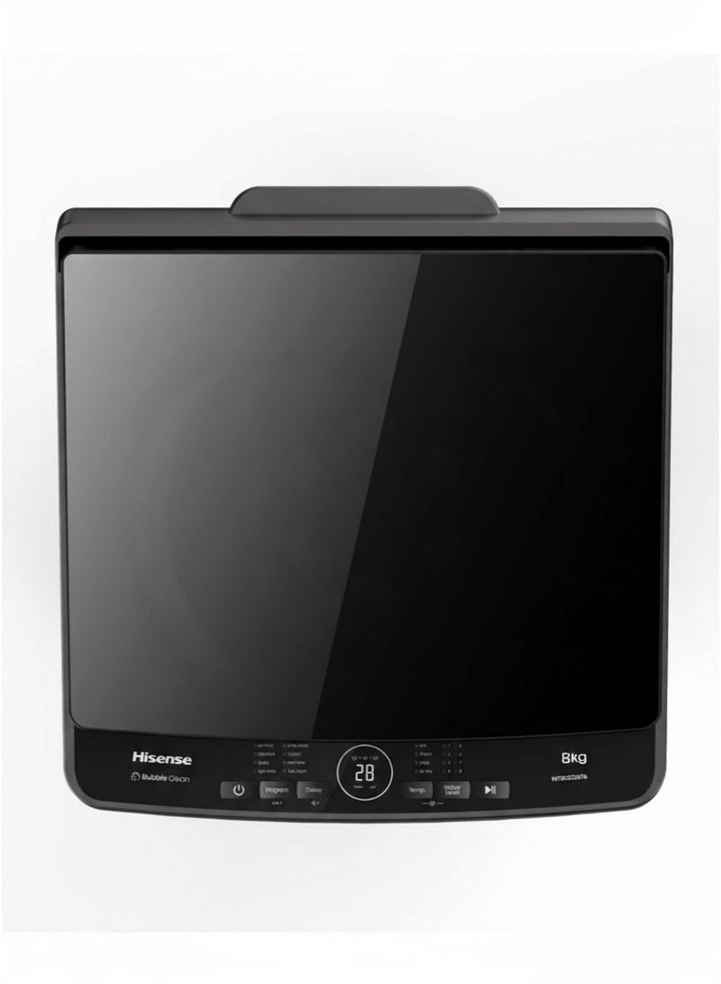 هايسنس غسالة ملابس أوتوماتيكية تحميل علوي 8 كجم من هايسنس، موفرة للطاقة، رمادي مميز، تعمل باللمس، تنظيف فقاعات - Image 2