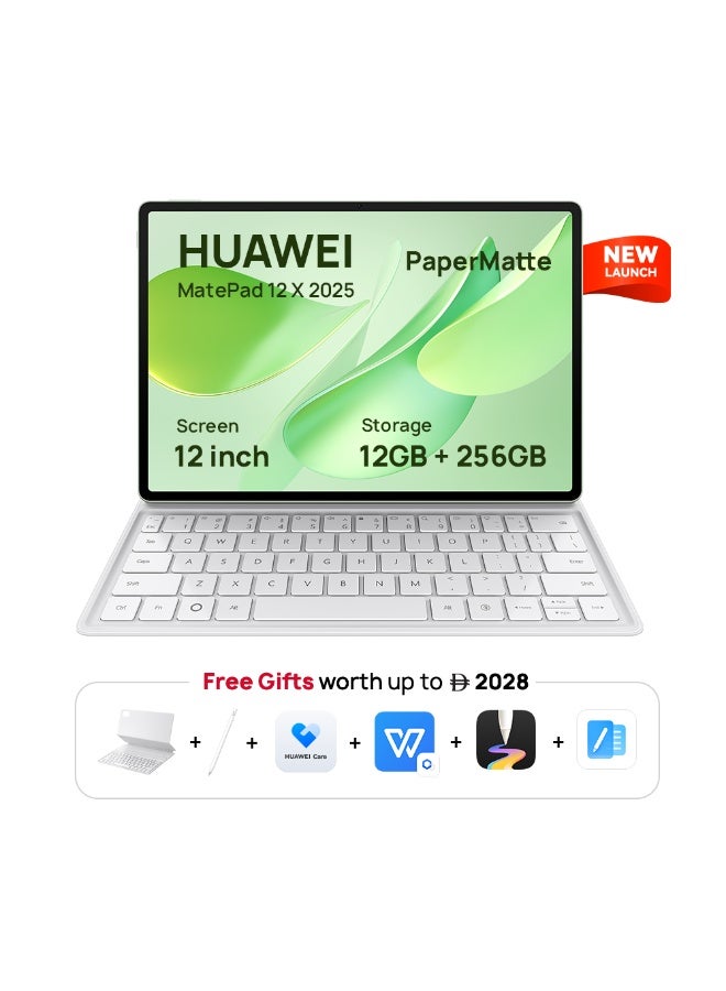 هواوي MatePad 12X 2025 Tablet 2.8K 12-inch PaperMatte Display, 144Hz, 12+256GB, 10100 mAh Battery, 66W SuperCharge, WiFi 7, WPS Office, 6 Speakers, UItra-light Keyboard + Free M-Pencil Pro, Green - Image 1