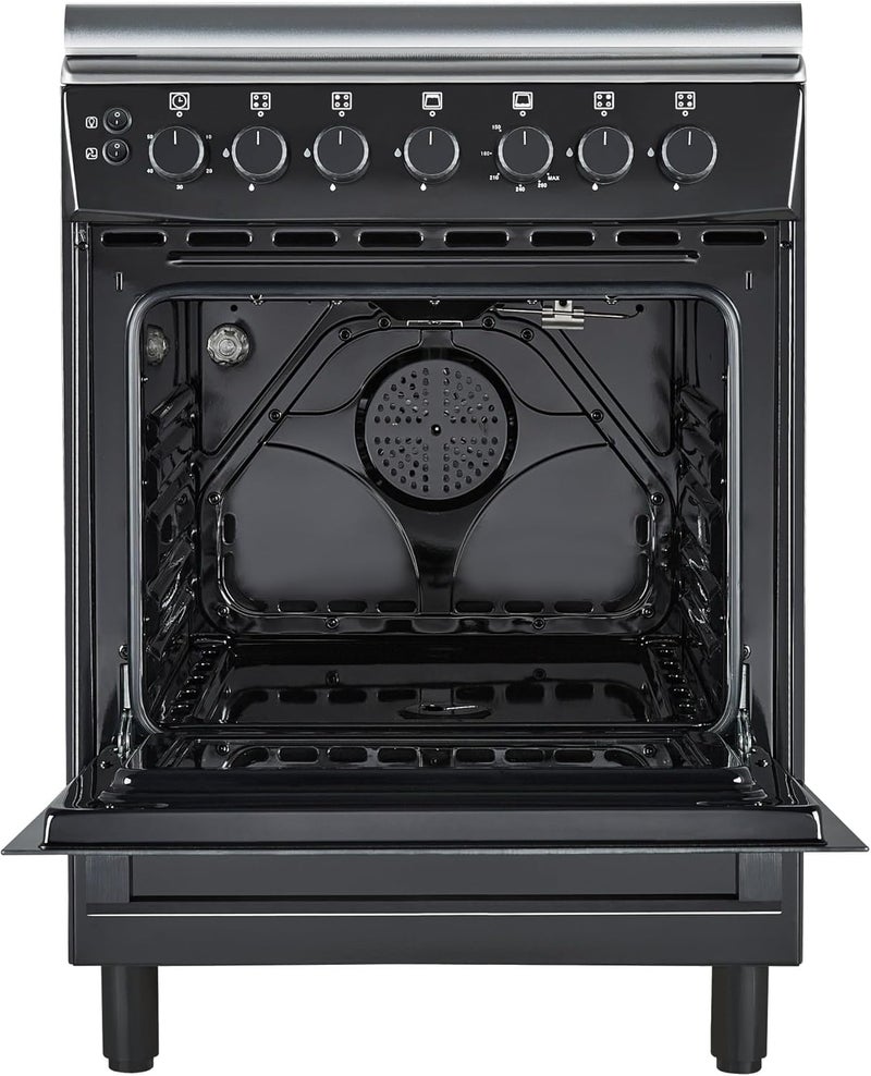 Hoover 60x60 Full Gas Cooker with 4 Gas Burners(1 Wok), Full Safety,Gas Oven & Grill, Auto Ignition, Cast Iron Support, Convection Fan, Oven Lamp, Double Glazed Door 1-YearWarranty HGC-G604G-RB black - Image 4