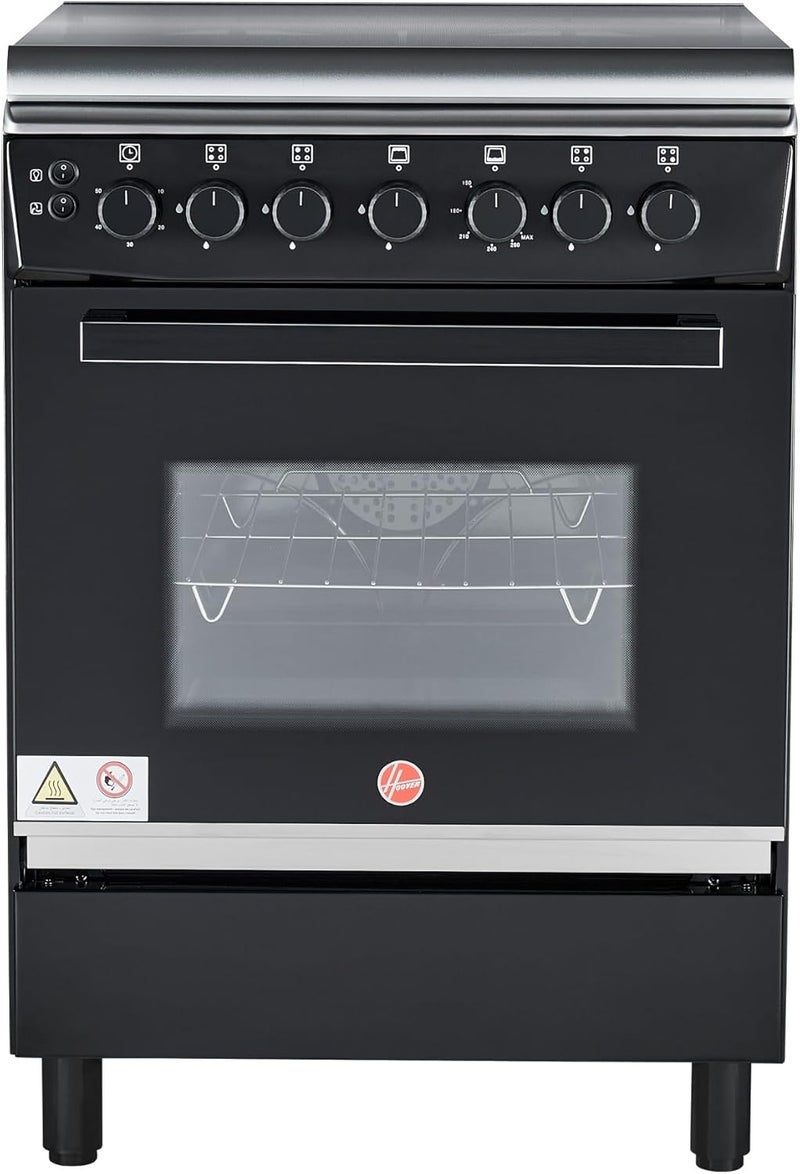 Hoover 60x60 Full Gas Cooker with 4 Gas Burners(1 Wok), Full Safety,Gas Oven & Grill, Auto Ignition, Cast Iron Support, Convection Fan, Oven Lamp, Double Glazed Door 1-YearWarranty HGC-G604G-RB black - Image 2