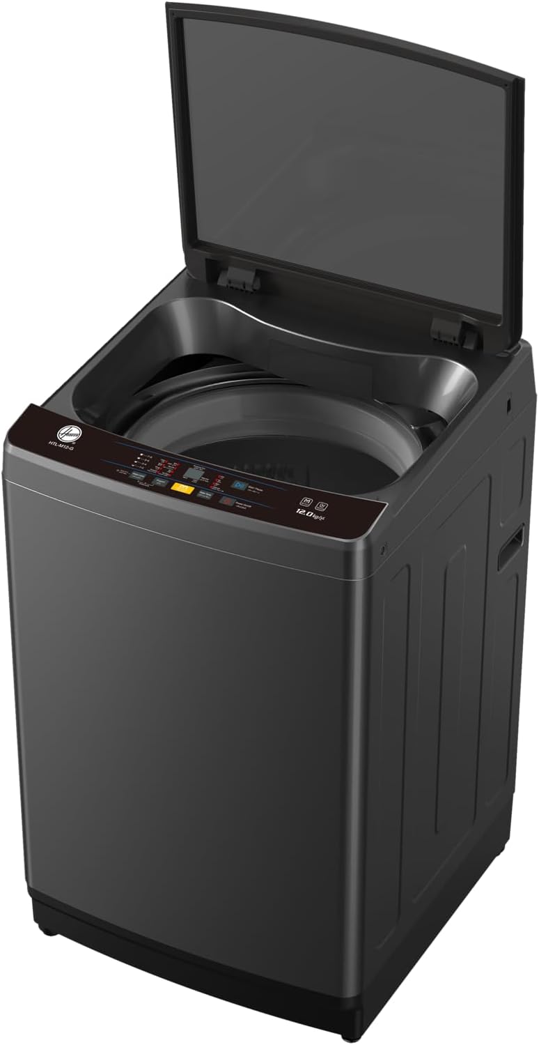 Hoover 12 kg TopLoadingWashing Machine-QuickWash,Soft Closing Door,Detergent Drawer,PowerOff Memory,StainlessSteel Drum,Drum Clean,Rust-Proof Cabinet,With Pump,ChildLock,1-YearWarranty Grey 12 kg HTL-M12-G grey - Image 4