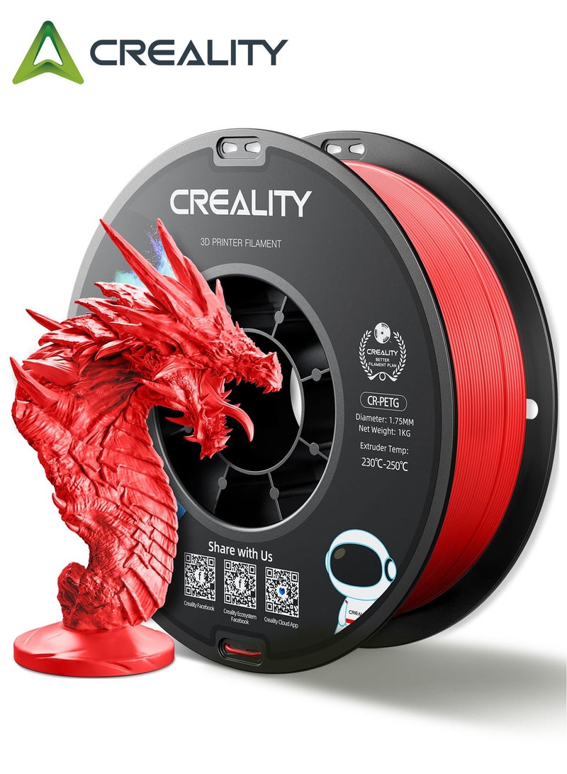 Creality 3D Official Creality CR-PETG 3D Printer Filament 1.75mm 1KG (2.2lbs), High Precision Strong Toughness, Odorless Better Flow Moistureproof 3D Printing Ender Filament, Red CR-PETG-1kg Red - Image 1
