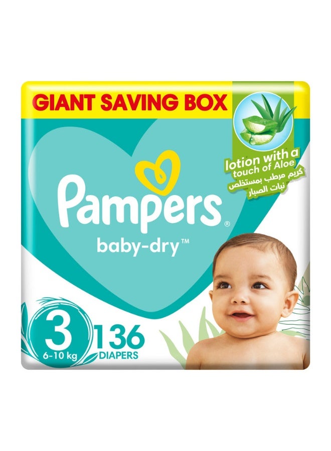 Pampers Baby-Dry Diapers, Size 3, 136 Count