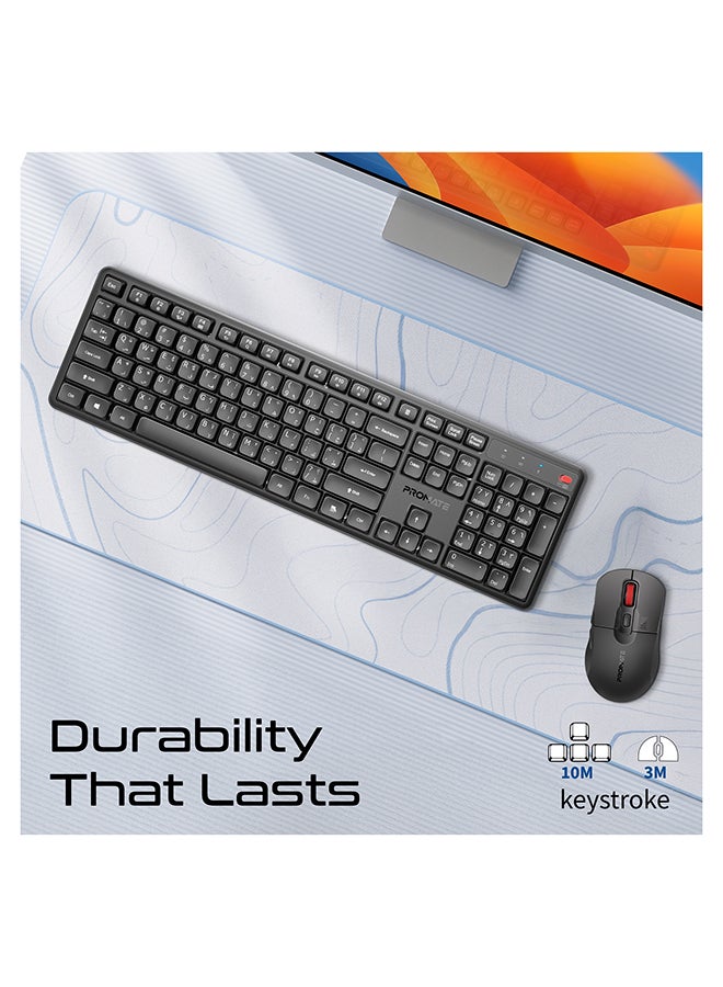 بروميت مجموعة لوحة المفاتيح والماوس اللاسلكية المريحة برو كومبو-15، مفاتيح فائقة الصمت <22dB، ماوس بدقة 5000DPI، 2.4GHz، توصيل وتشغيل، عمر بطارية طويل، متوافق مع ويندوز/macOS/أندرويد - Image 5