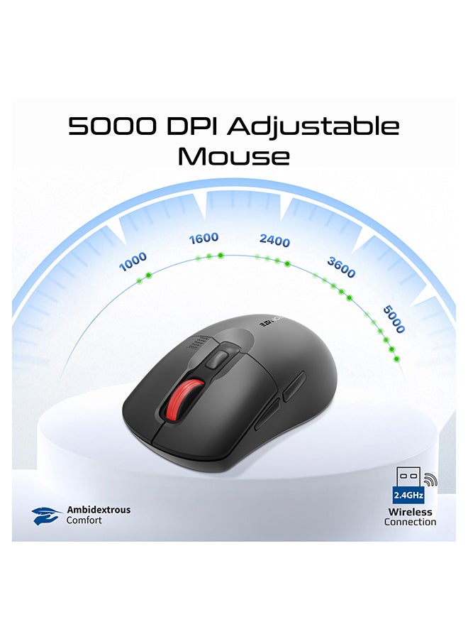 بروميت مجموعة لوحة المفاتيح والماوس اللاسلكية المريحة برو كومبو-15، مفاتيح فائقة الصمت <22dB، ماوس بدقة 5000DPI، 2.4GHz، توصيل وتشغيل، عمر بطارية طويل، متوافق مع ويندوز/macOS/أندرويد - Image 4