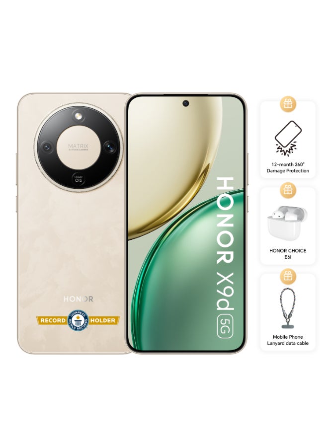 Honor X9d Dual SIM 5G 12GB RAM 256GB Sunrise Gold With Free Choice E6i Earbuds, Lanyard Data Cable and 12 Month Damage Insurance  - Middle East Version - Image 1