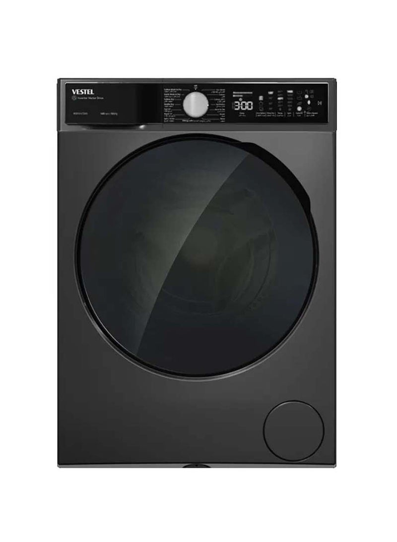 Vestel -Front Load Washer,10 kg Wash, 6 kg Dry Inverter Motor 10 kg 1500 W WDB1014T3DXS Black - Image 1