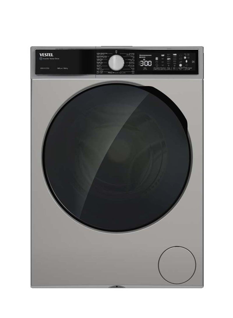 VESTEL Front Load Washe, Wash, 6 kg Dry ,  Inverter Motor 10 kg 1500 W WDB1014T3DSS Silver - Image 1