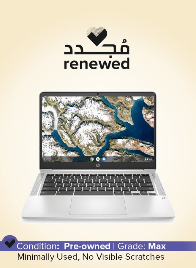 HP Renewed - 14A-NA0052TG Laptop With 14-Inch UHD Display,Intel Celeron N4120 Processor/Dual Core/4GB RAM/64GB SSD/Intel UHD 600 Graphics/Chrome OS English/Arabic Silver - Image 1