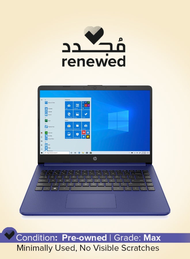 HP Renewed - 14-DQ0010NR Laptop With 14-Inch UHD Display,Intel Celeron N4120 Processor/Dual Core/4GB RAM/64TB SSD/Intel UHD 600 Graphics/Windows 11 English/Arabic Blue - Image 1