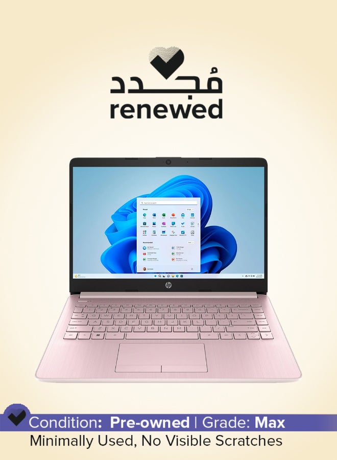 HP Renewed - 14-CF2112WM Laptop With 14-Inch UHD Display,Intel Celeron N4120 Processor/Dual Core/4GB RAM/64GB SSD/Intel UHD 600 Graphics/Windows 11 English/Arabic Pink - Image 1