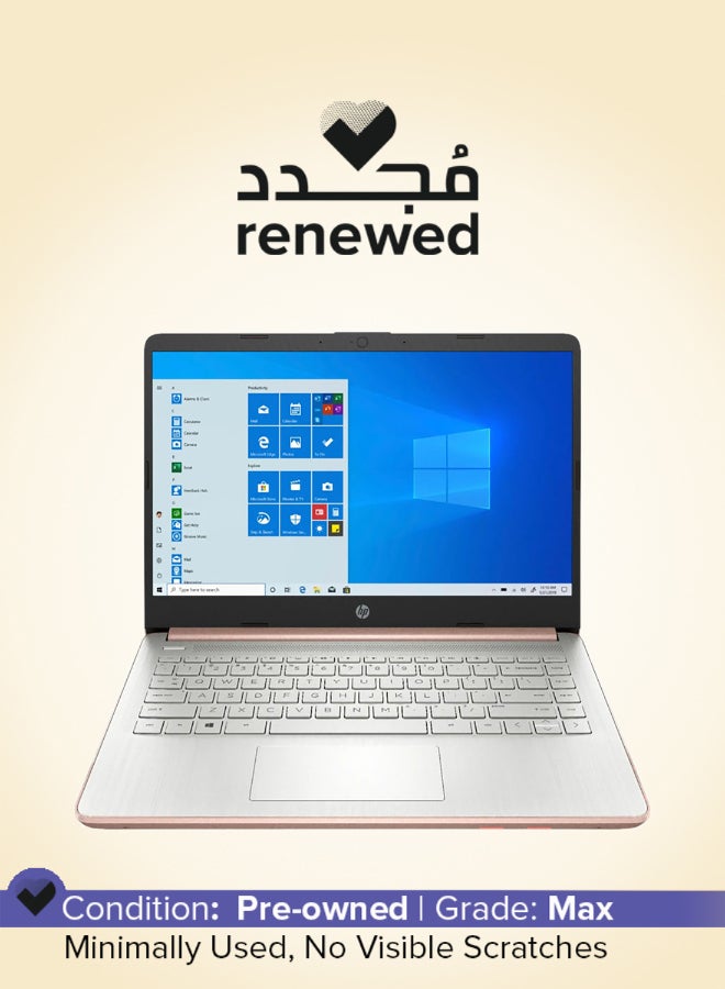 HP Renewed - 14-DQ0012DX Laptop With 14-Inch UHD Display,Intel Celeron N4020 Processor/Dual Core/4GB RAM/64GB SSD/Intel UHD 600 Graphics/Windows 11 English/Arabic Pink - Image 1