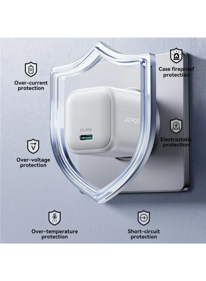 JOYROOM JR-TCG15 Mini 30W GaN Fast Charger Phone Power Adapter, EU Plug White - Image 4