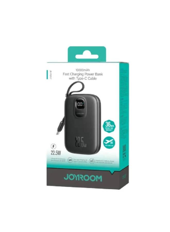 JOYROOM 10000mah 22.5W Fast Charging Power Bank With Type-C Cable - black - Image 4