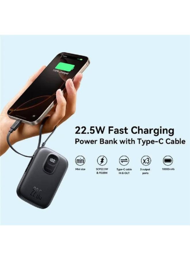 JOYROOM 10000mah 22.5W Fast Charging Power Bank With Type-C Cable - black - Image 3