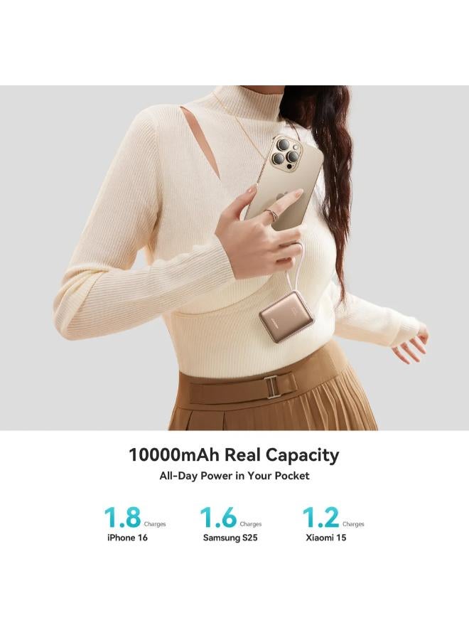 JOYROOM 10000 mAh 10000mAh 22.5W Power Bank With Fast Charging Dual Cables  - Desert Titanium - Image 3