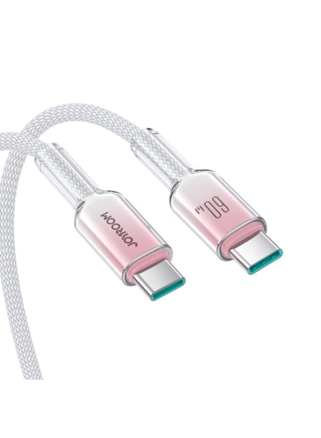 JOYROOM Crystal‑Clear Series 60W Type‑C to Type‑C Fast Charging Cable 1.2M - white - Image 3