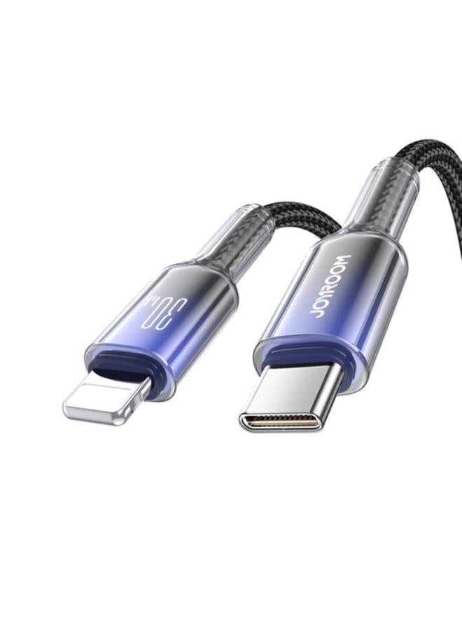 جوي روم Crystal‑Clear Series 30W Type‑C to Lightning Fast Charging Cable  1.2M - black - Image 2