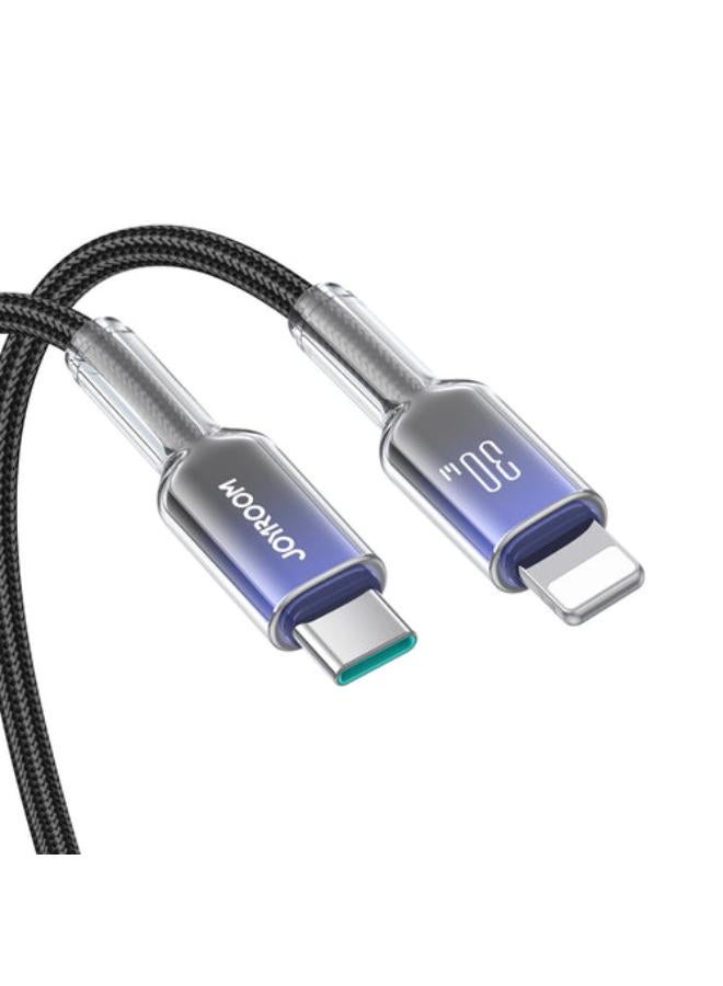 جوي روم Crystal‑Clear Series 30W Type‑C to Lightning Fast Charging Cable  1.2M - black - Image 3