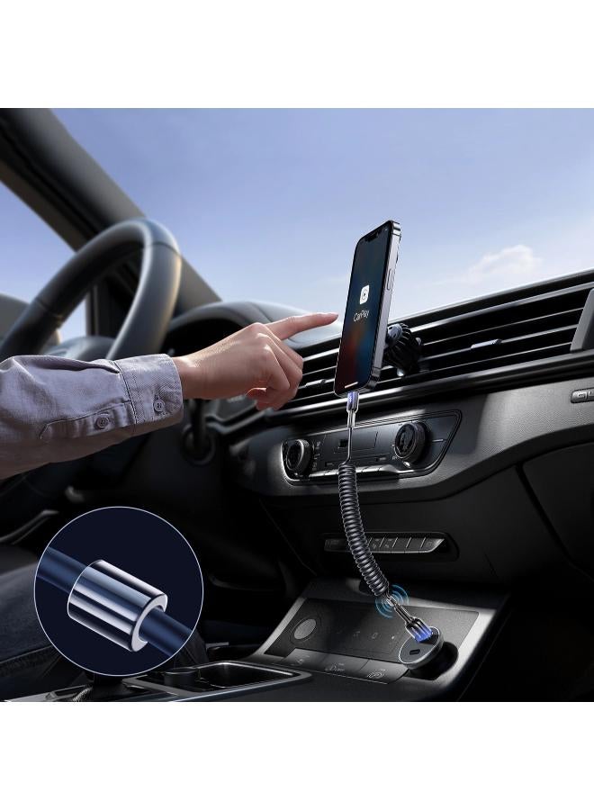 JOYROOM Crystal‑Clear 60W Series 3A Coiled USB‑A to USB‑C Fast Charging Cable 1.5M - Black - Image 3