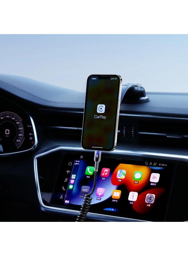 JOYROOM Crystal‑Clear 60W Series 3A Coiled USB‑A to USB‑C Fast Charging Cable 1.5M - Black - Image 4