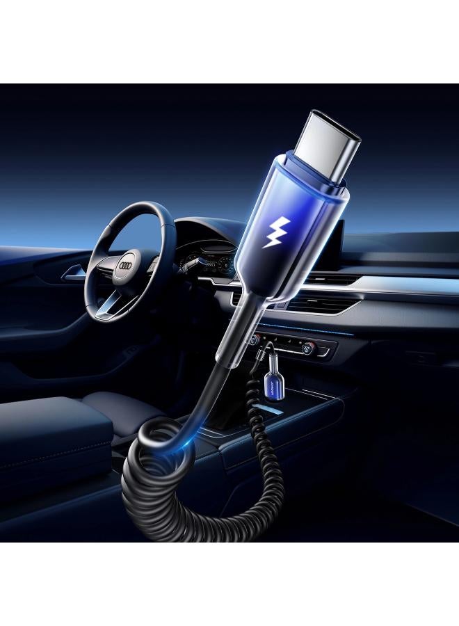 JOYROOM Crystal‑Clear 60W Series 3A Coiled USB‑A to USB‑C Fast Charging Cable 1.5M - Black - Image 2