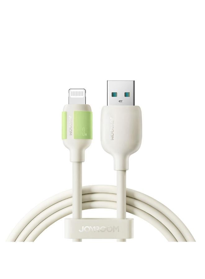 جوي روم Fluorescent Series 25W Self‑Luminous Liquid Silicone USB‑A to Lightning Fast Charging Cable  1.2M - beige - Image 1