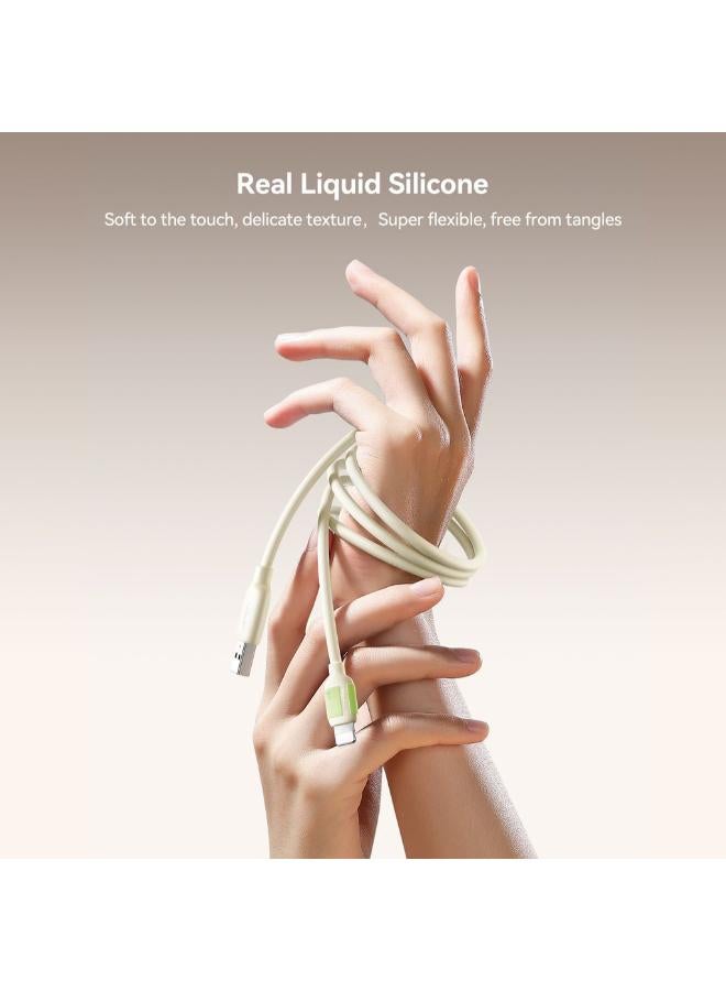 جوي روم Fluorescent Series 25W Self‑Luminous Liquid Silicone USB‑A to Lightning Fast Charging Cable  1.2M - beige - Image 4