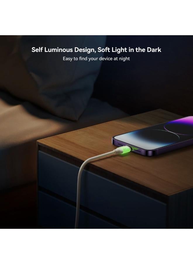 جوي روم Fluorescent Series 25W Self‑Luminous Liquid Silicone USB‑A to Lightning Fast Charging Cable  1.2M - beige - Image 3