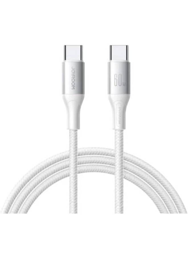 JOYROOM S-A28 Flash Series 60W Fast Charging Data Cable, Type-C to Type-C, 1m, Durable Build, High-Speed Charging, Data Transfer white - Image 1