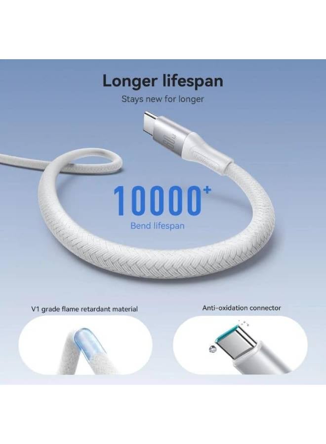 JOYROOM S-A28 Flash Series 60W Fast Charging Data Cable, Type-C to Type-C, 1m, Durable Build, High-Speed Charging, Data Transfer white - Image 4