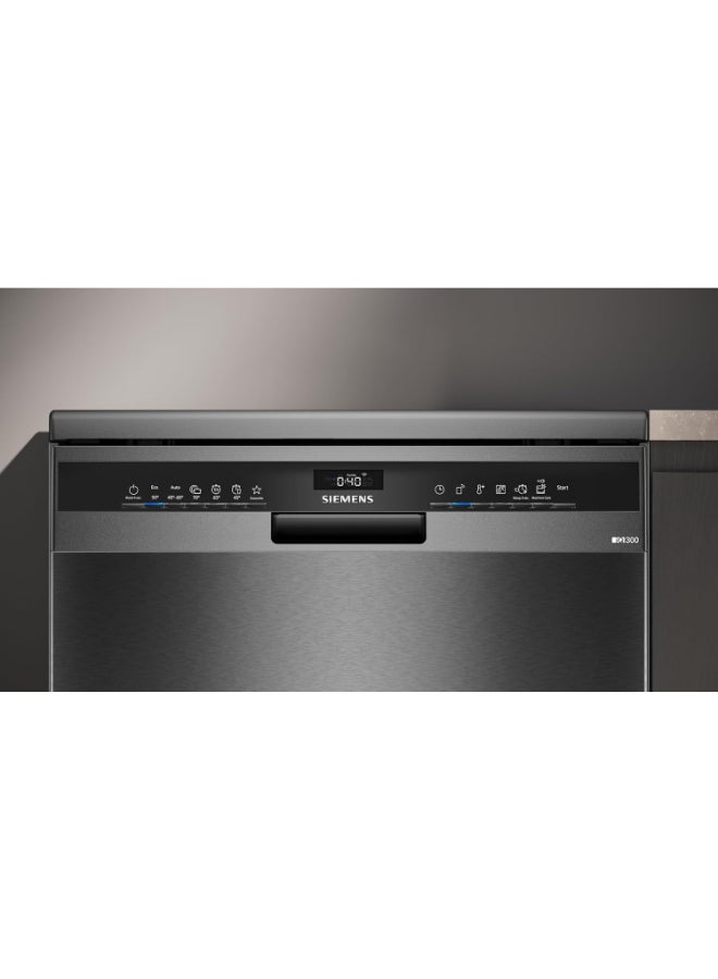 سيمنز Siemens Dishwasher iQ300 14 Place Settings Dishwashers, 60cm Dishwasher, German Engineering Dishwasher Machine, Brushed Black, SN23HC25MM SN23HC25MM silver - Image 2