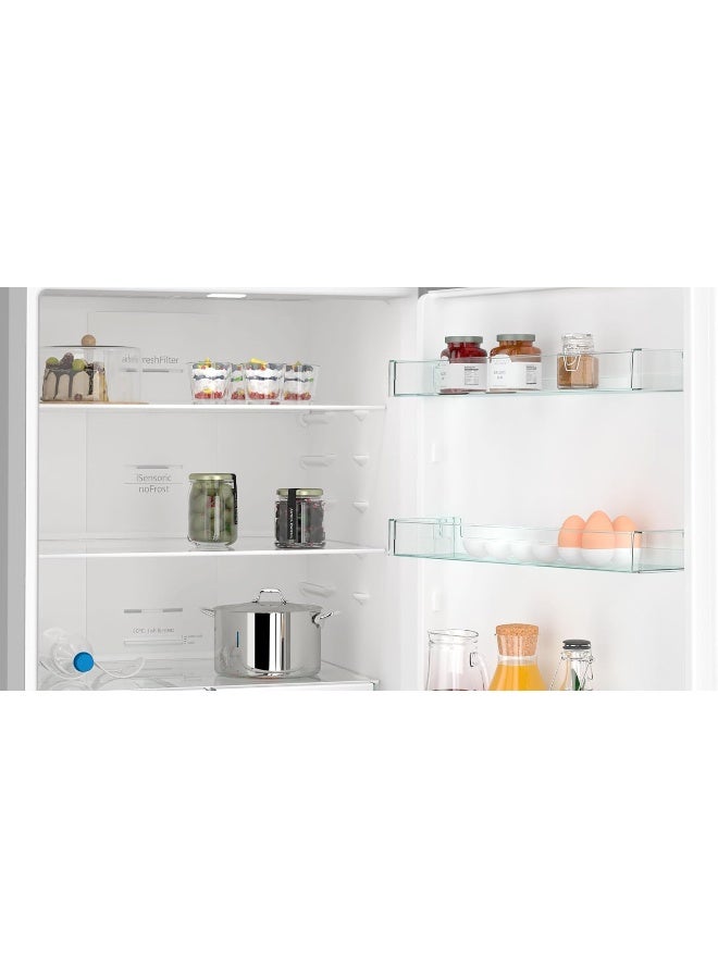 سيمنز ثلاجة سيمنز IQ300، ثلاجة فريزر قائمة بذاتها مع فريزر في الأسفل، سعة إجمالية 485 لتر/صافية 453 لتر، ثلاجة هندسية ألمانية، إنوكس، KG55NVLE0M - Image 3