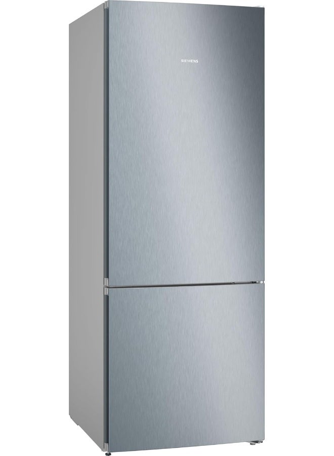 سيمنز ثلاجة سيمنز IQ300، ثلاجة فريزر قائمة بذاتها مع فريزر في الأسفل، سعة إجمالية 485 لتر/صافية 453 لتر، ثلاجة هندسية ألمانية، إنوكس، KG55NVLE0M - Image 1