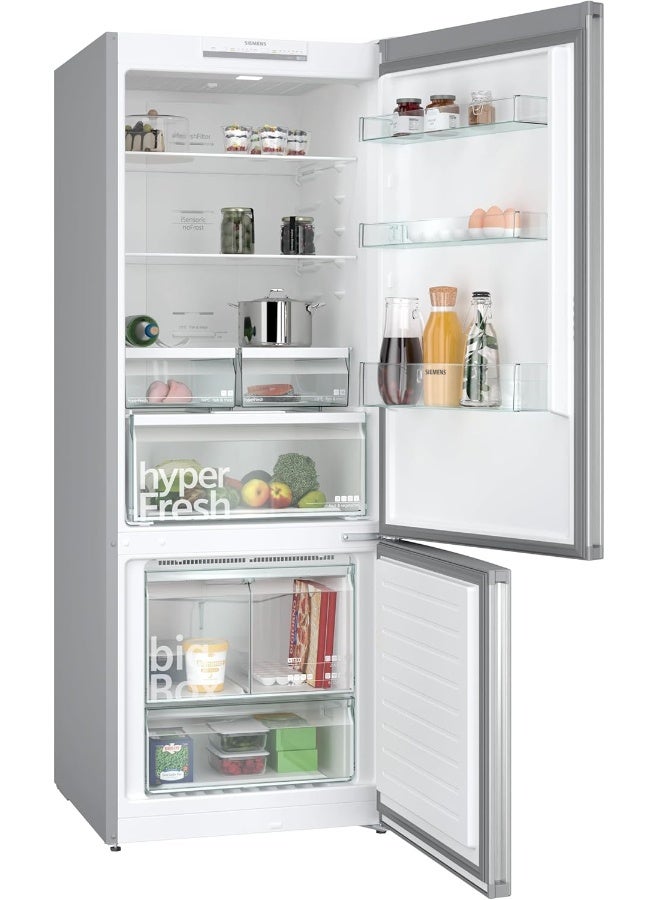 سيمنز ثلاجة سيمنز IQ300، ثلاجة فريزر قائمة بذاتها مع فريزر في الأسفل، سعة إجمالية 485 لتر/صافية 453 لتر، ثلاجة هندسية ألمانية، إنوكس، KG55NVLE0M - Image 2