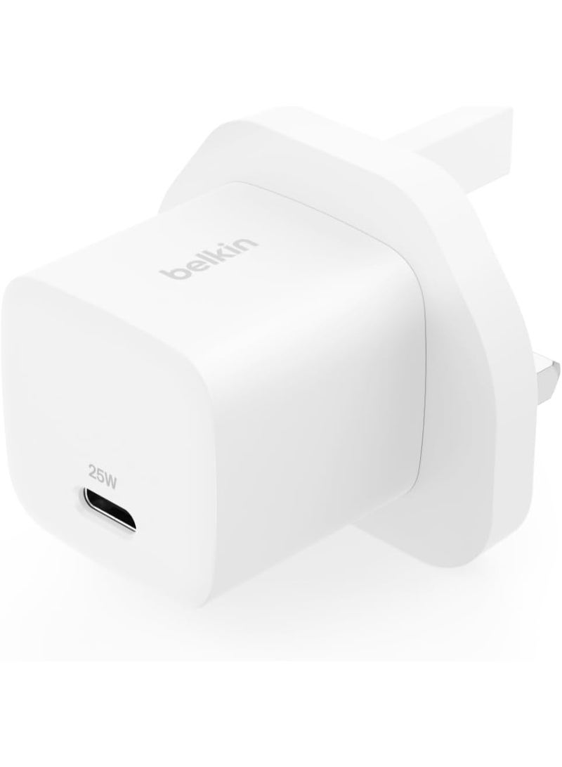 belkin USB-C Plug 25W - USB-C Phone Charger PD 3.0 Fast Charging with PPS for Apple iPhone 17, iPhone Air, iPhone 16, Samsung Galaxy S25, Pixel 10, Nintendo Switch, & More - White - Image 1