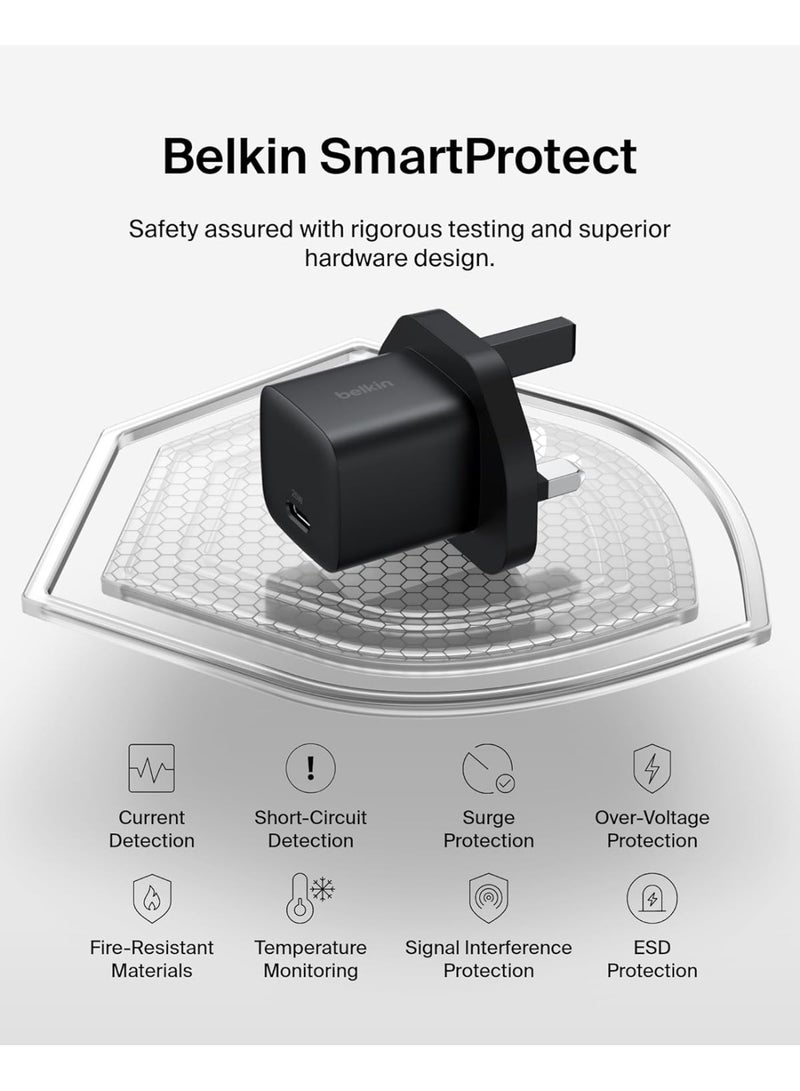 belkin USB-C Plug 25W - USB-C Phone Charger PD 3.0 Fast Charging with PPS for Apple iPhone 17, iPhone Air, iPhone 16, Samsung Galaxy S25, Pixel 10, Nintendo Switch, & More - Black - Image 5